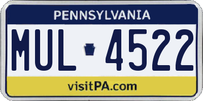 PA license plate MUL4522