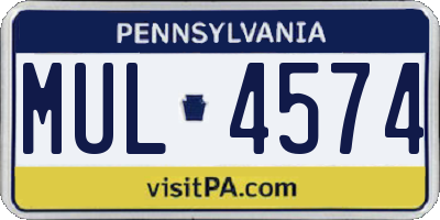 PA license plate MUL4574