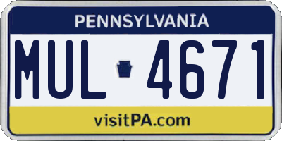 PA license plate MUL4671