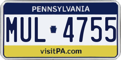 PA license plate MUL4755