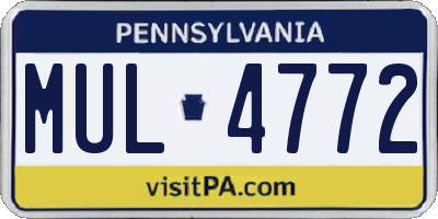PA license plate MUL4772