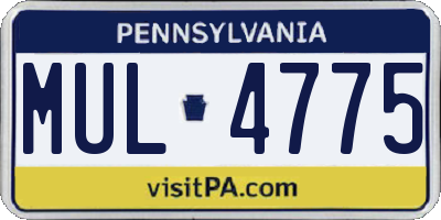 PA license plate MUL4775
