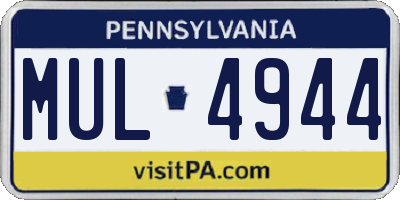 PA license plate MUL4944