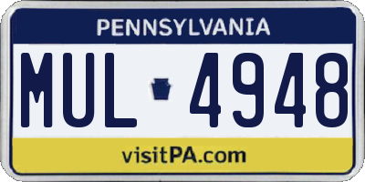PA license plate MUL4948