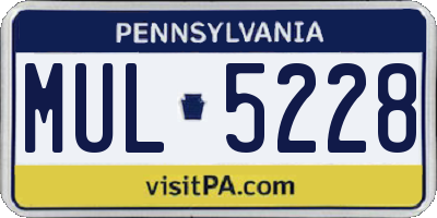 PA license plate MUL5228