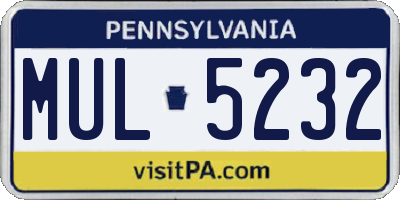 PA license plate MUL5232