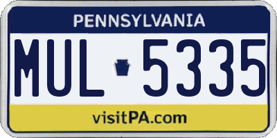 PA license plate MUL5335