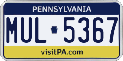 PA license plate MUL5367
