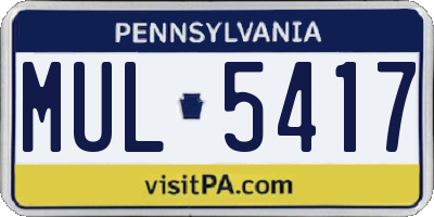PA license plate MUL5417