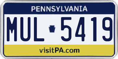 PA license plate MUL5419