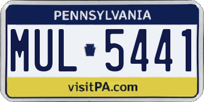PA license plate MUL5441