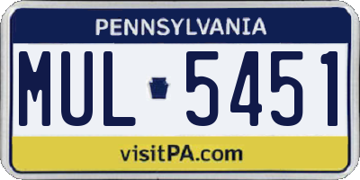PA license plate MUL5451
