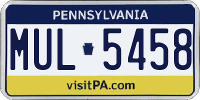 PA license plate MUL5458