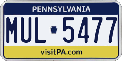 PA license plate MUL5477