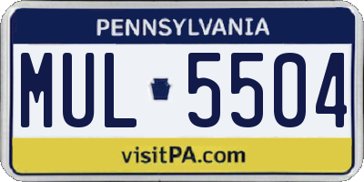 PA license plate MUL5504
