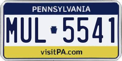 PA license plate MUL5541