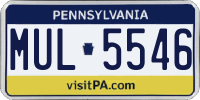 PA license plate MUL5546