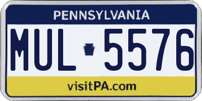 PA license plate MUL5576