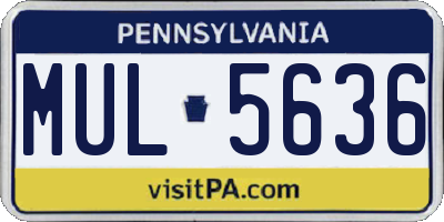 PA license plate MUL5636