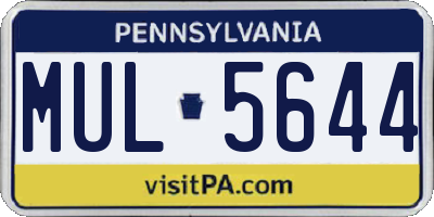 PA license plate MUL5644