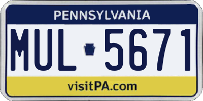 PA license plate MUL5671