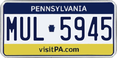 PA license plate MUL5945