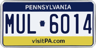PA license plate MUL6014