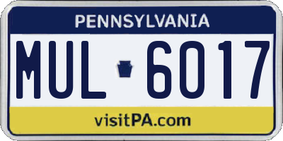 PA license plate MUL6017