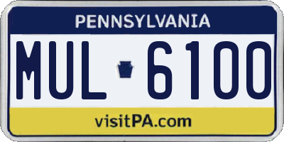 PA license plate MUL6100