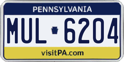 PA license plate MUL6204