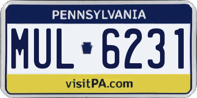 PA license plate MUL6231