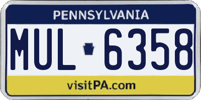 PA license plate MUL6358