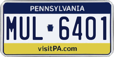 PA license plate MUL6401