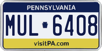 PA license plate MUL6408