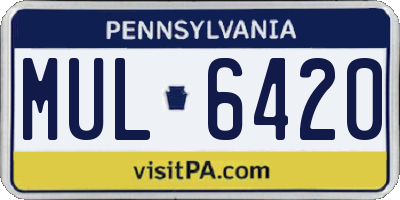 PA license plate MUL6420
