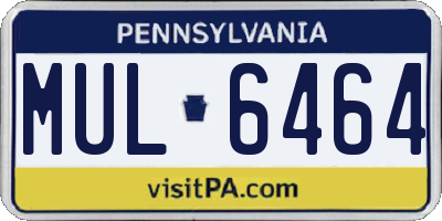 PA license plate MUL6464