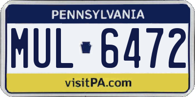 PA license plate MUL6472