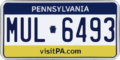 PA license plate MUL6493