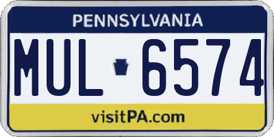 PA license plate MUL6574