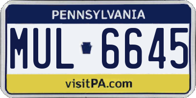 PA license plate MUL6645