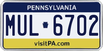 PA license plate MUL6702
