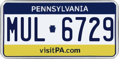 PA license plate MUL6729