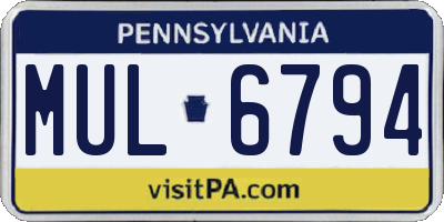 PA license plate MUL6794
