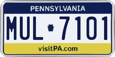 PA license plate MUL7101