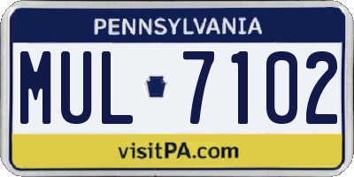 PA license plate MUL7102