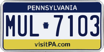 PA license plate MUL7103