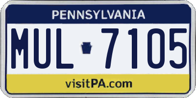 PA license plate MUL7105