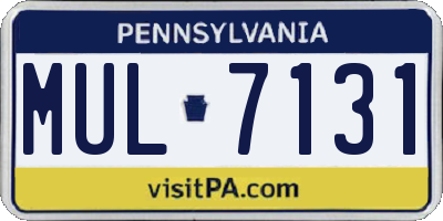 PA license plate MUL7131