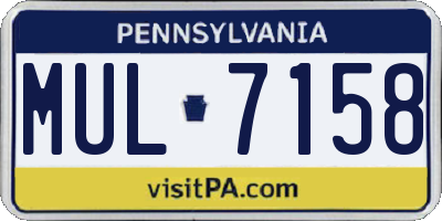 PA license plate MUL7158