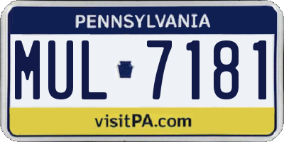 PA license plate MUL7181